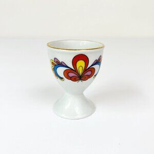 PORSGRUND Farmers Rose Footed Egg Cup Gold Trim Norway Single Cup MCM